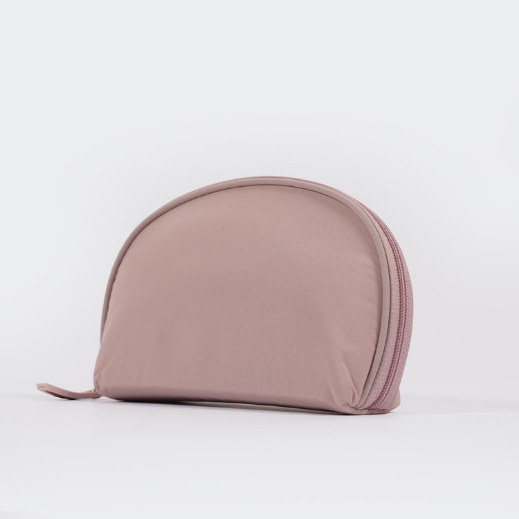 Half Moon Padded Nylon Makeup Sunglass, Cosmetic, Medicine Travel Case | Blush Pink
