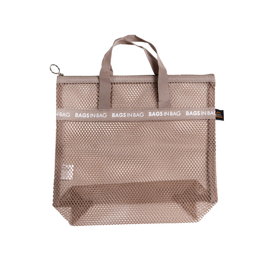 Mesh Travel Shower Caddy Tote Bag | Brown