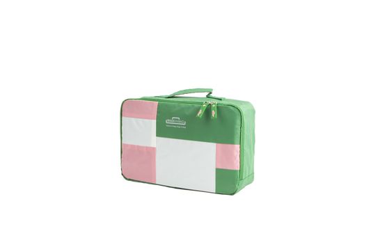 Bags in Bag Colorful Nylon Travel Organizer Packing Cubes | 12" x 7" x 4" | Green Pink White