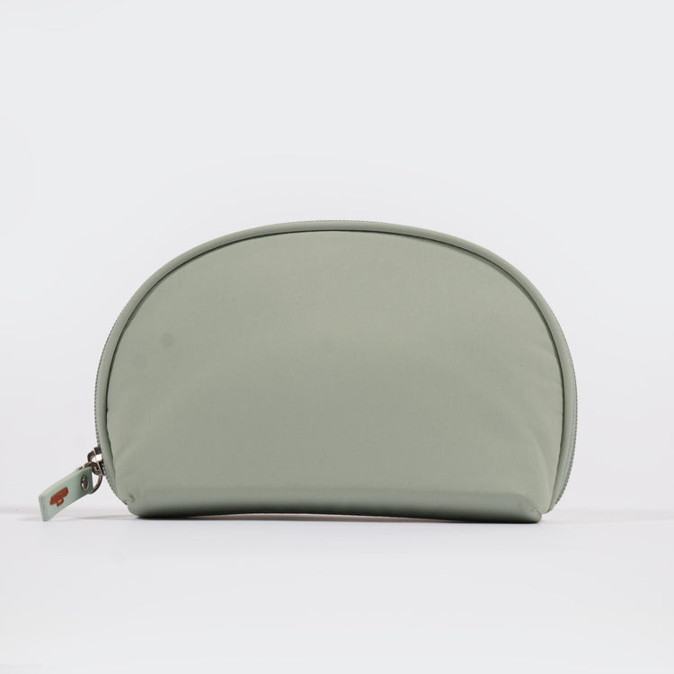 Half Moon Padded Nylon Makeup Sunglass, Cosmetic, Medicine Travel Case | Moss Green