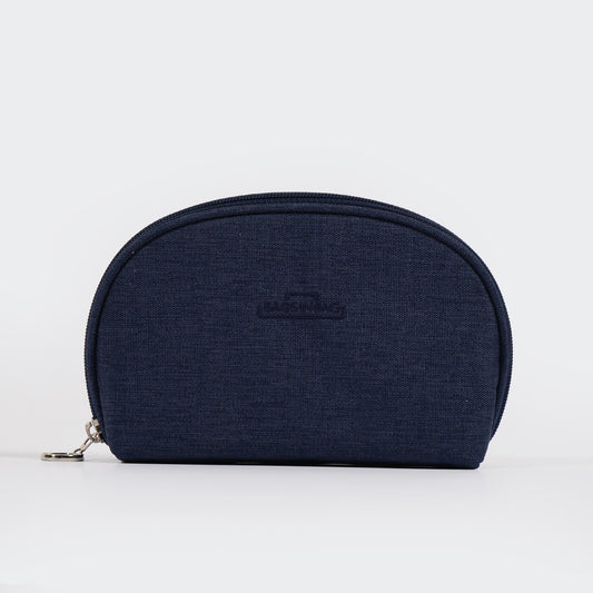 Half Moon Padded Nylon Makeup Sunglass, Cosmetic, Medicine Travel Case | Navy