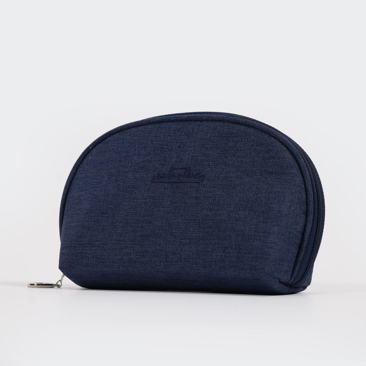 Half Moon Padded Nylon Makeup Sunglass, Cosmetic, Medicine Travel Case | Navy