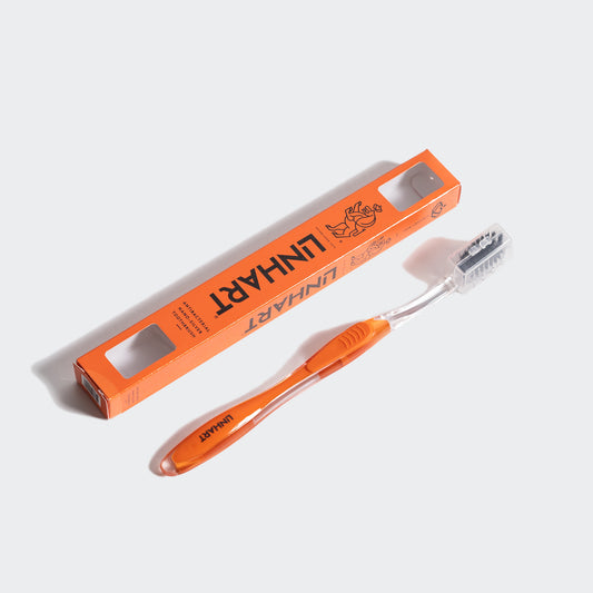 LINHART Nano-Silver Toothbrush Orange Handle Black Bristles